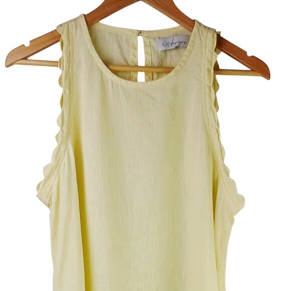LJC Designs SZ L Banksia Dress - Linen Butter Yellow Scalloped Sleeveless Mini - Picture 6 of 8
